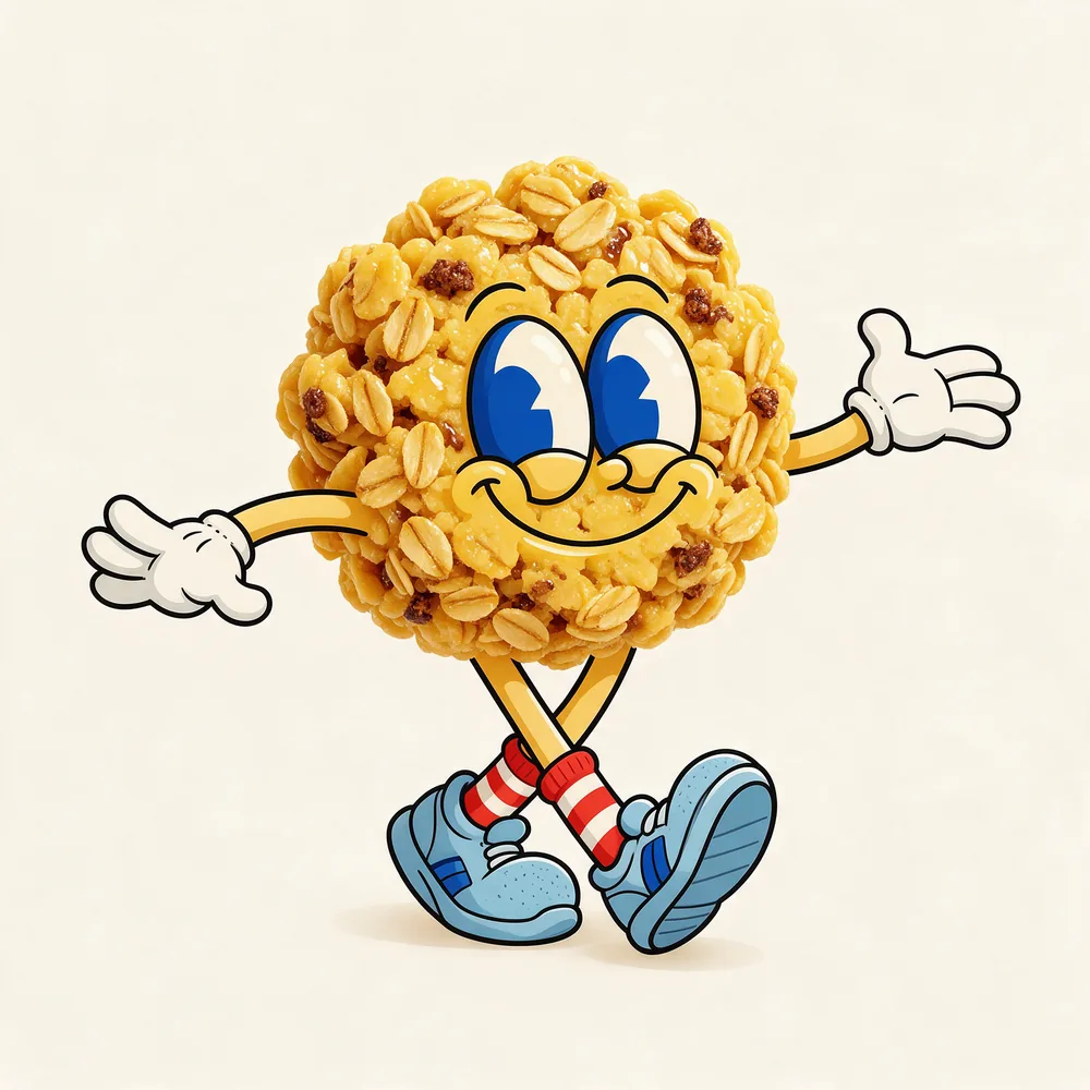 Exploration: single granola character with arms open